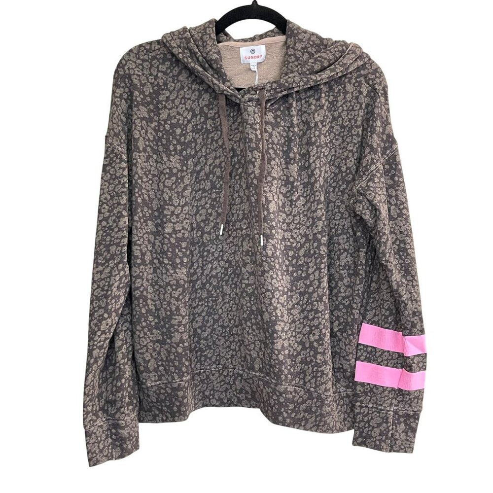 Sundry Animal Print Large Sweatpant Hoodie Pullover NEW Athleisure